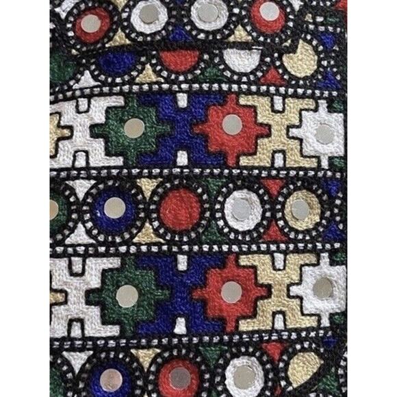 Mirrored Tote Bag Blue Red Green White Bag Medium Shoulder Bag Pakistan NWOT - Picture 2 of 5